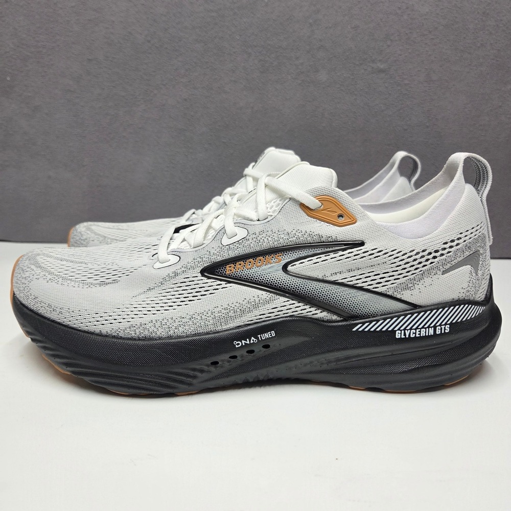 Brooks Glycerin GTS 22 Mens Running Shoes White Black Tan 1104461D135 Size 12.5